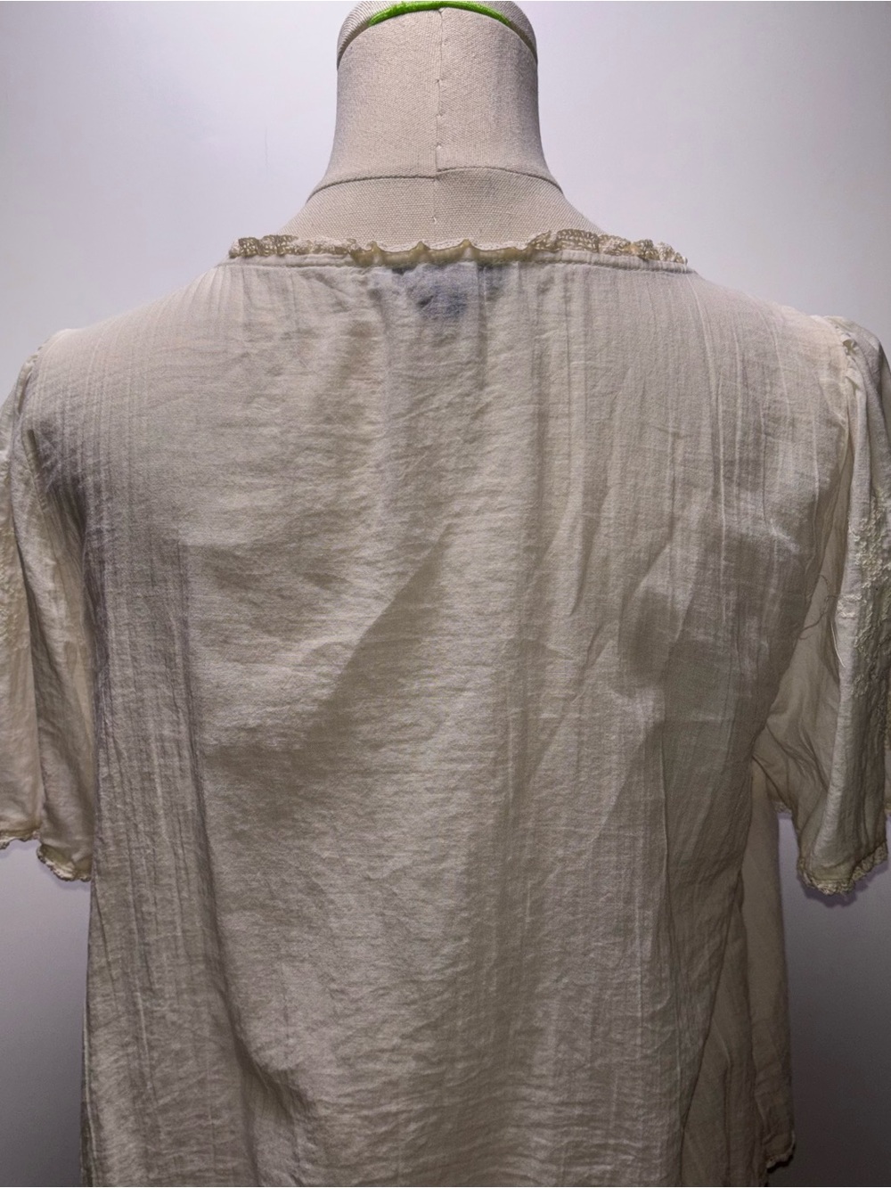 American Eagle Outfitters Cream Tie-Front Boho Blouse Size M - Picture 5 of 10